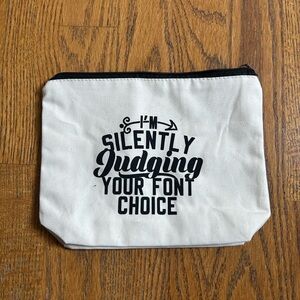 White Canvas Makeup or Pencil Pouch